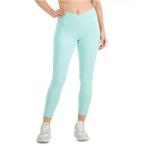 NWT Leggings High Rise Crossband 7/8th Length Aqua Gloss Color Small JENNI SMALL